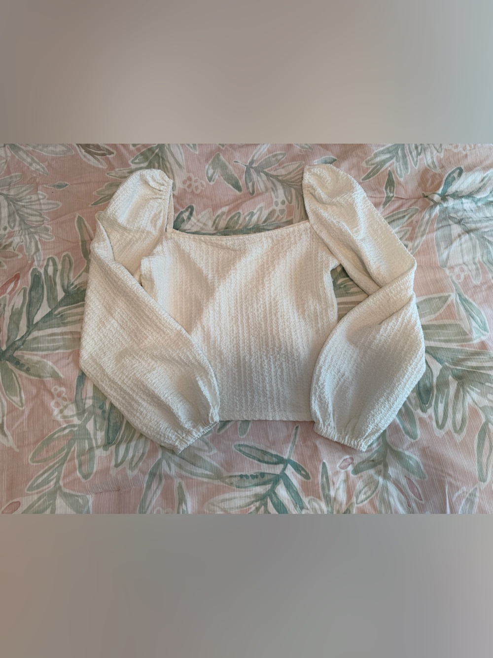 Express Cream Textured Off-Shoulder cropped Knit Top